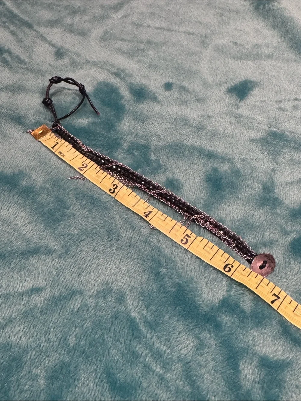 CHAN LUU Black Beaded Leather/Chain Bracelet